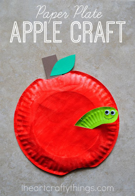 Paper Plate Apple with a Cute Worm