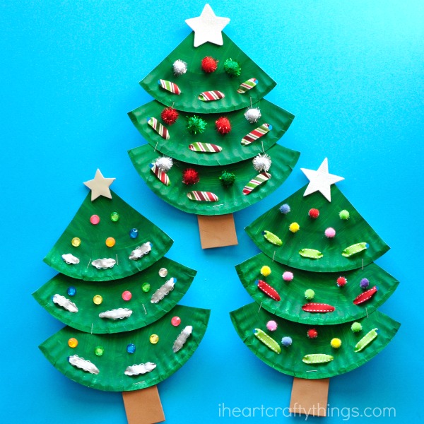 Pretty Paper Plate Christmas Tree Craft