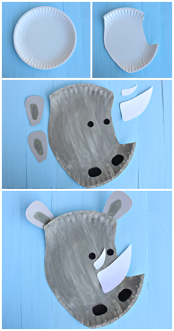 kids Animal Crafts: Paper Plate Rhino Craft for Kids