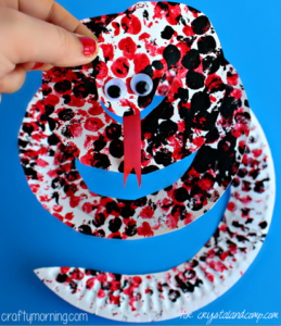Simple and Quick Paper Plate Snake with Actual Snake Print