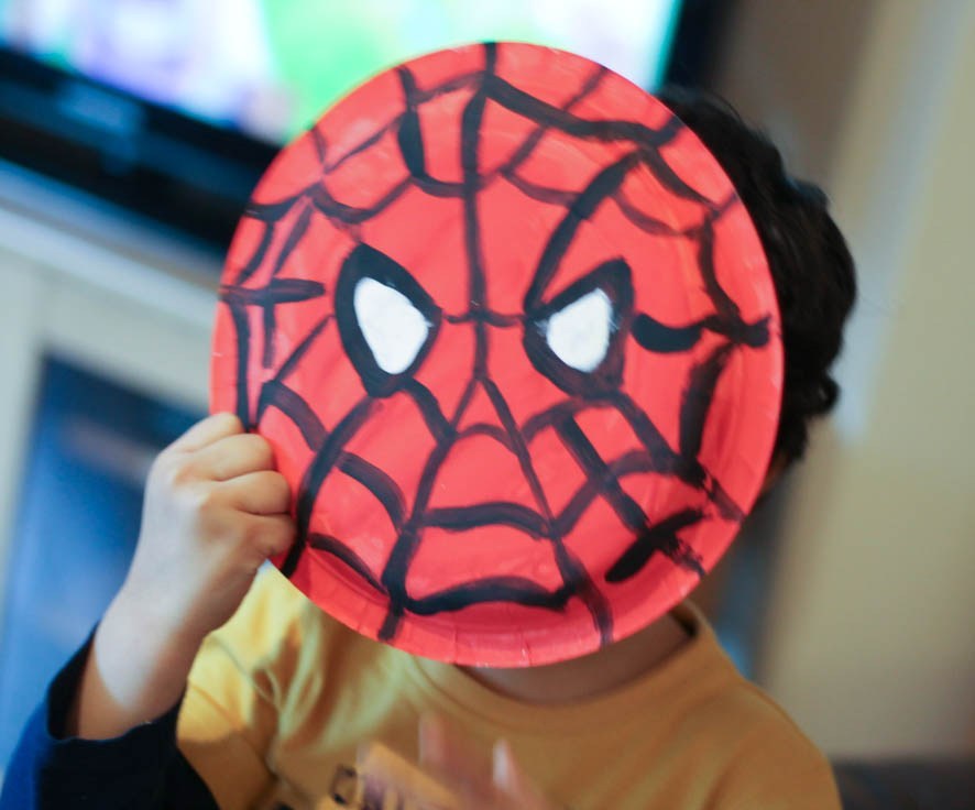 Paper Plate Spiderman Mask