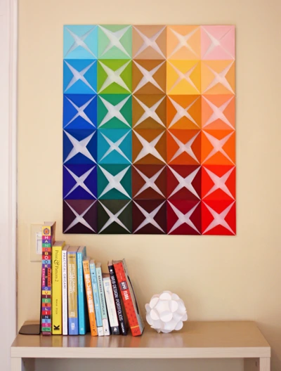 paper wall art with multicolor origami paper