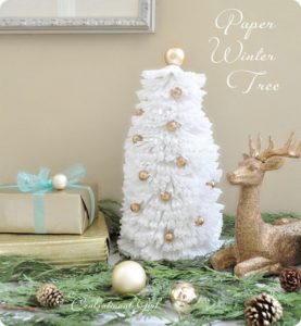All White Coffee Filter Winter Tree with Gorgeous Ornaments