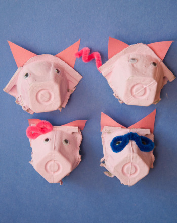 Easy Egg Carton Pig Nose with Pipe Cleaner Touch
