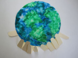 Earth Day Preschool Craft for Kids: Coffee Filter Earth with Hands