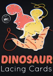 Simple and Colorful Dinosaur Lacing Card Project