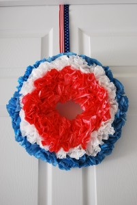 DIY Patriotic Wreath from Red, White, and Blue Coffee Filter