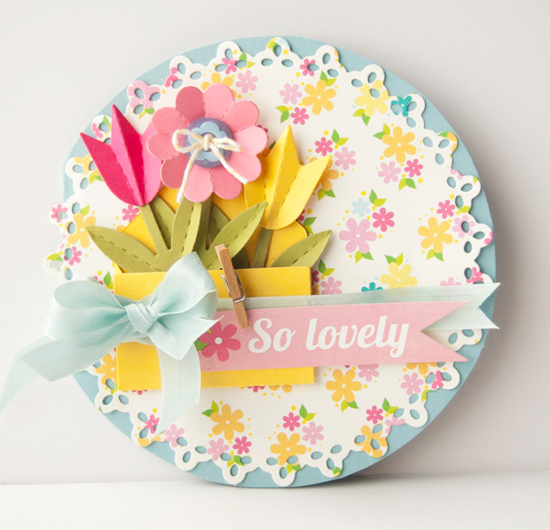 DIY Paper Blossom Card with Ribbon Work