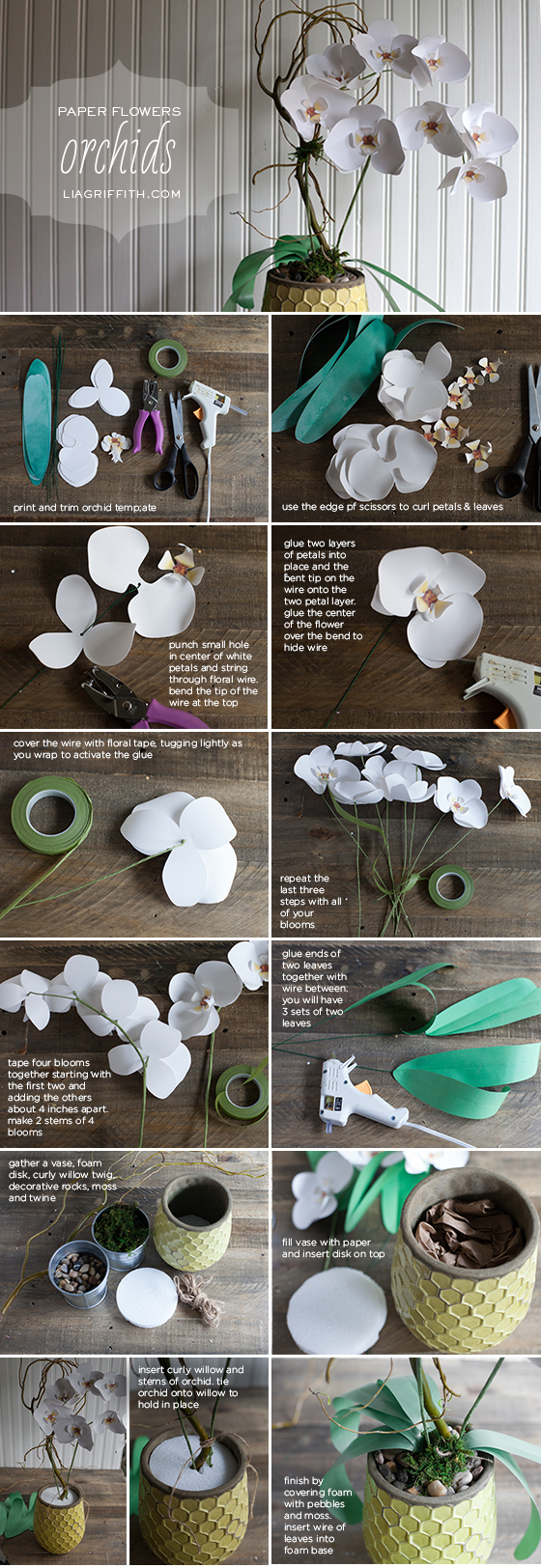 Easy Paper Orchid Bunch for Centerpiece