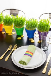 Attractive Terracotta Clay Planter as Centerpiece with Catchy Rainbow Paints