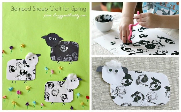 Spring Craft Idea: Construction Paper Made Stamped Sheep