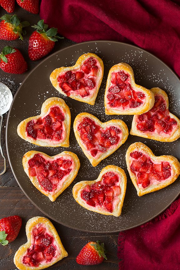 Valentines Day Heart Strawberry Cream Cheese Breakfast Pastries