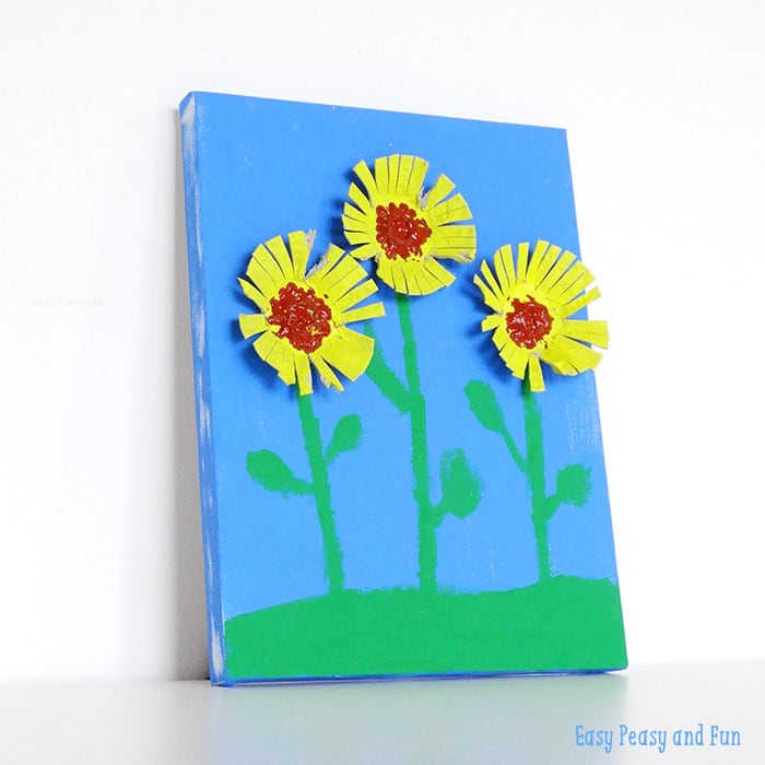 Egg Carton Sunflowers: 3D canvas Wall Art