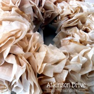 DIY Wreath from Tea Stained Coffee Filter