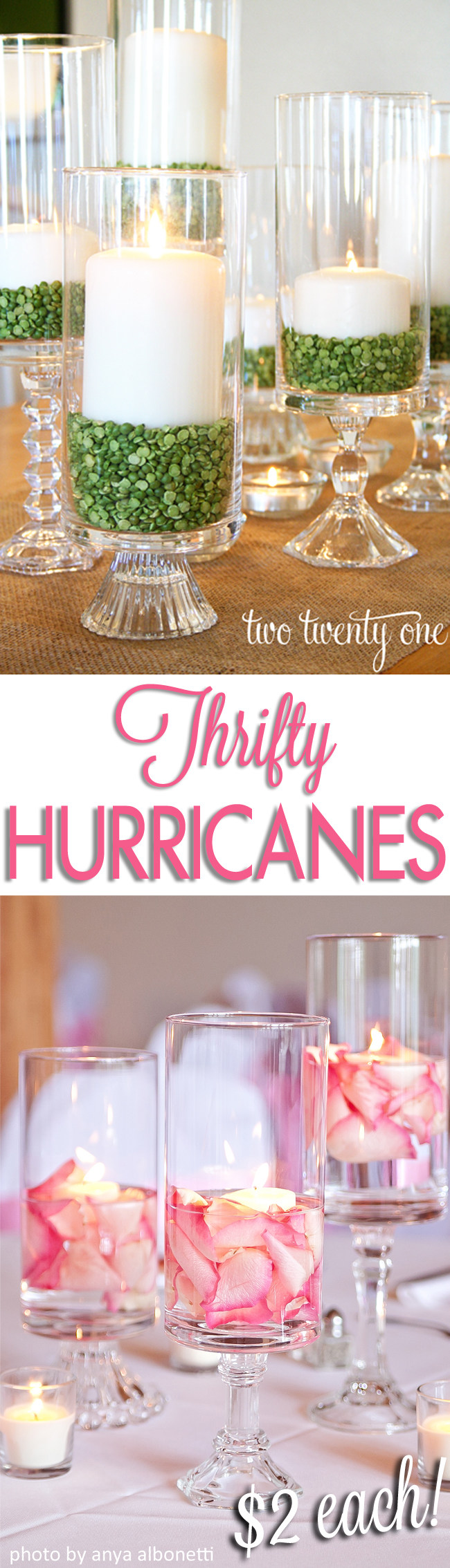DIY Hurricane Centerpiece with Floating Candles