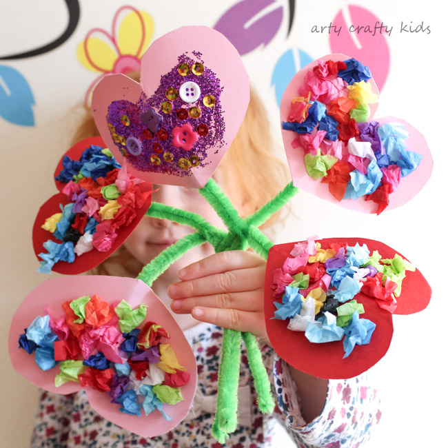 Toddler Craft ideas Valentines Heart Bouquet