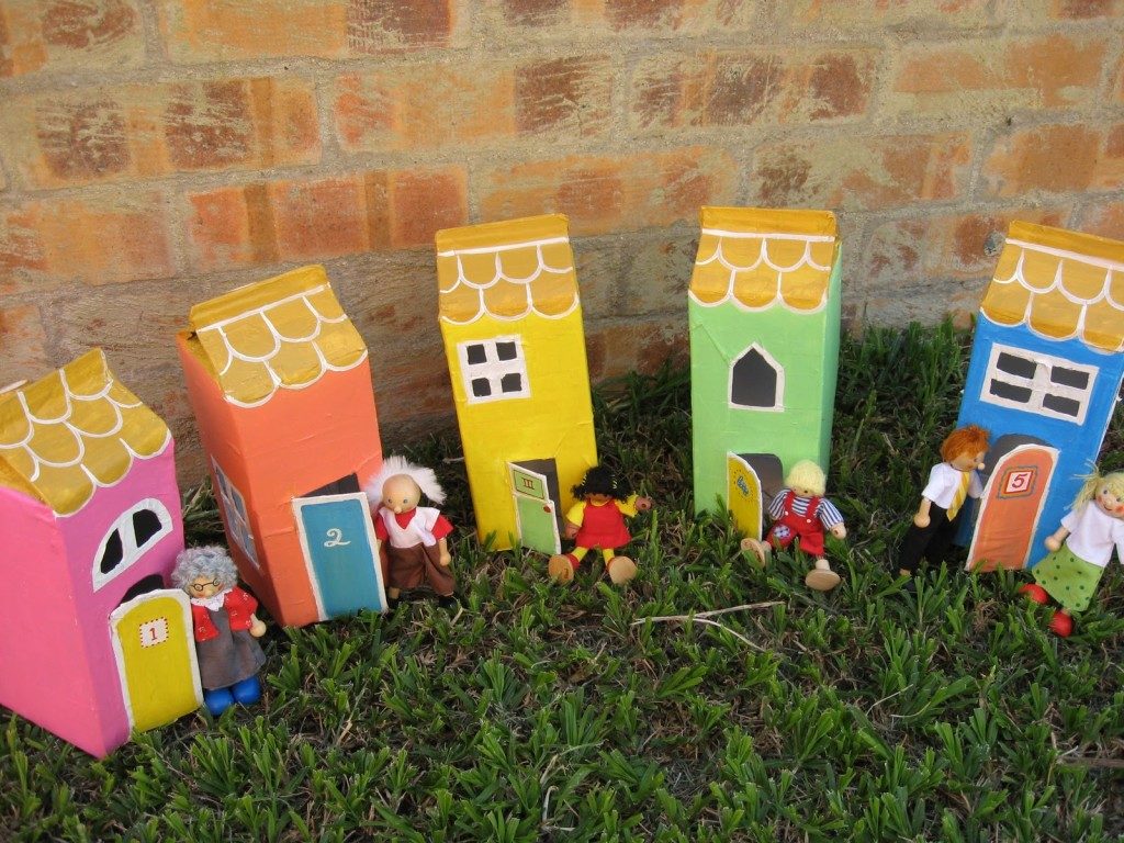 Colorful Paper Mache Play Village
