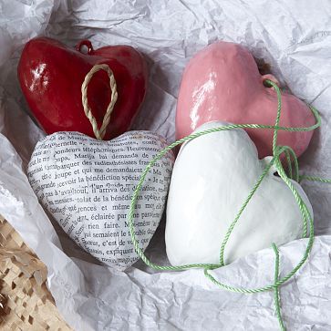 Paper Mache Moss Craft: Heart Ornaments
