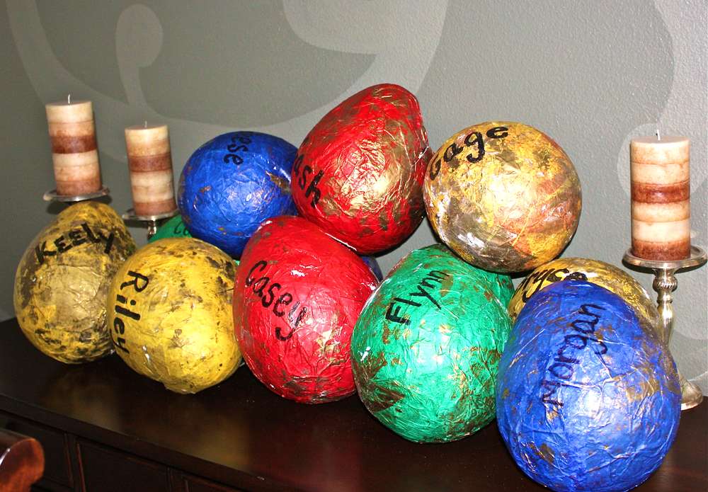 Paper Mache Dinosaur Eggs with Names