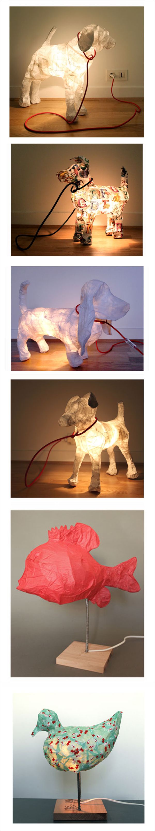 DIY paper Mache Lamp with Animal Sculpture