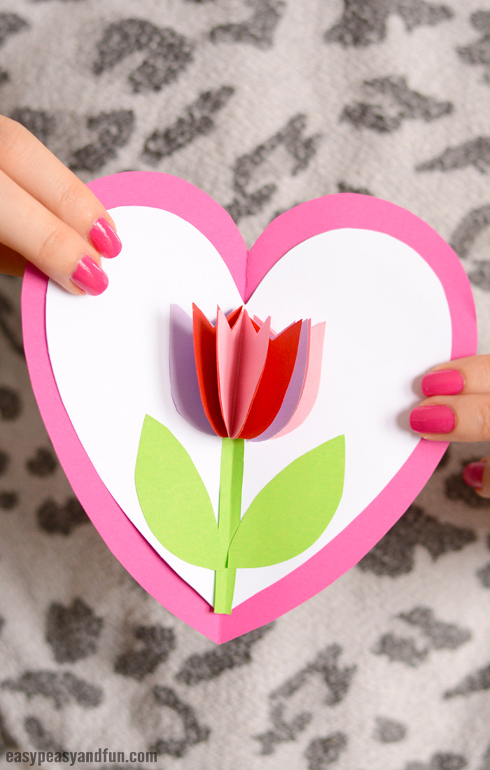 Tulip in a Heart Card – Easy Valentines Day Craft Cards