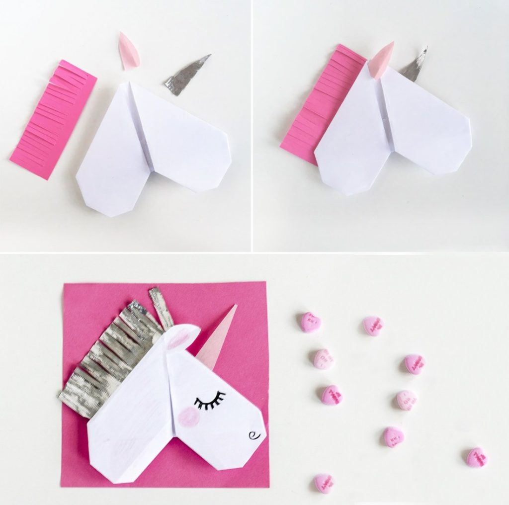 DIY Valentines Day Card Idea: Pretty Origami Unicorn