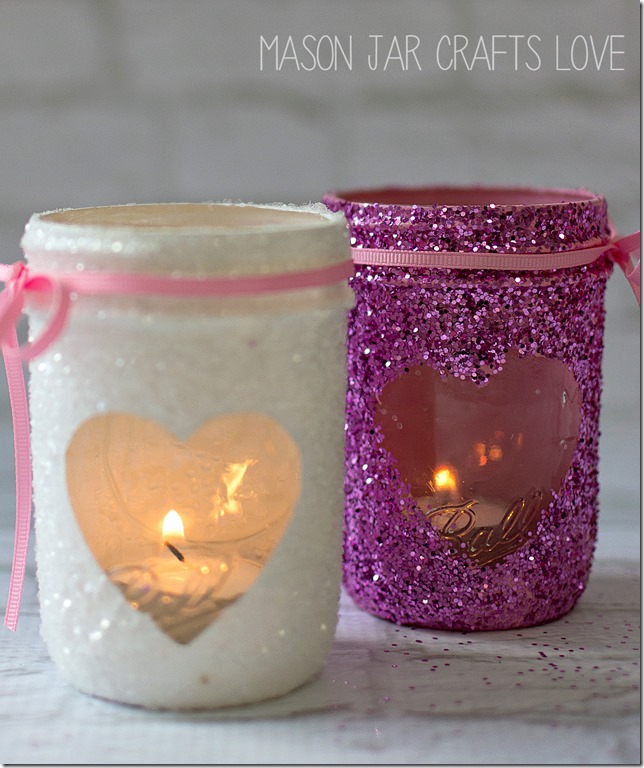 Valentine Glitter Votives – Mason Jar Crafts Crafts