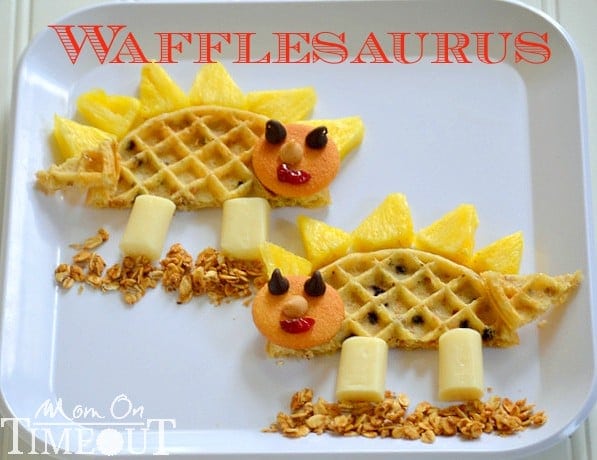 Catchy After-School Snack Idea for Kids: Dinosaur Waffle Saurus Structure