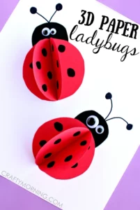 3D paper lady bug paper crafts for kids