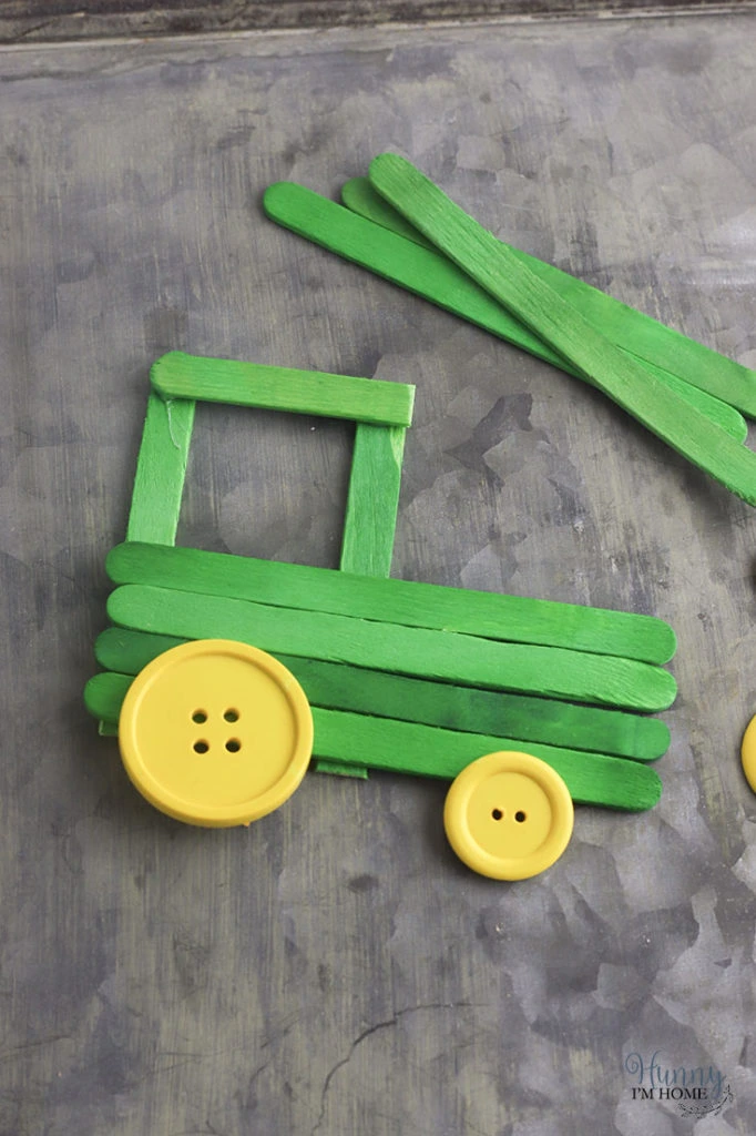 7 DIY popsicle stick farm house tractor craft for kids