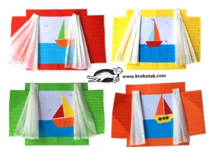 Boat Scene through the window paper collage