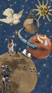 Out of the world space paper collage