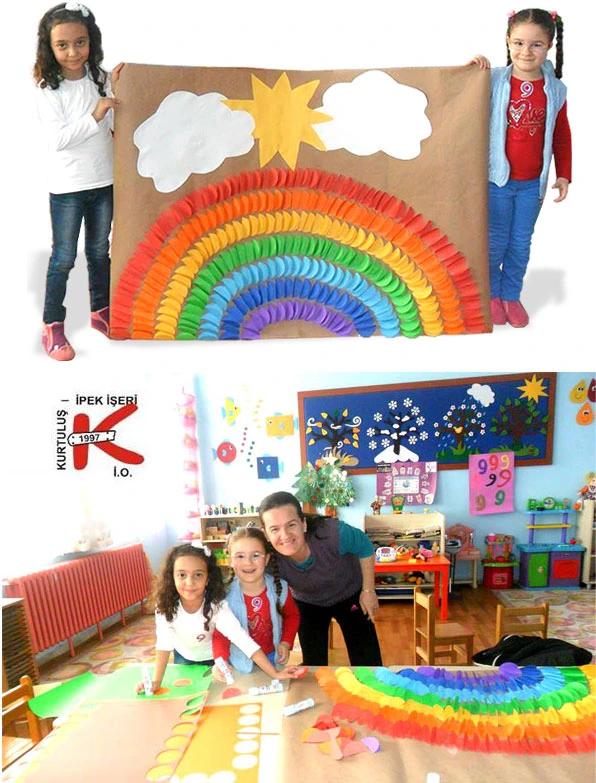 Paper collage ideas big rainbow with papers cuts