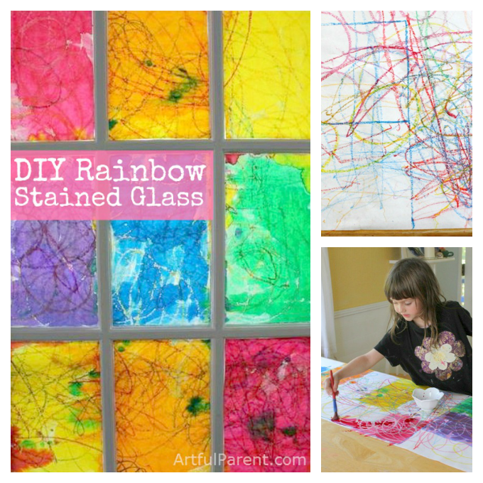 DIY Vibrant Color Stained Window with Nice Rainbow Accent