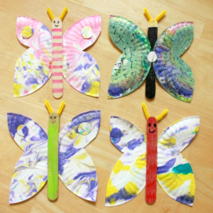 Arty Summer Craft: Marble Paper Plate Butterflies