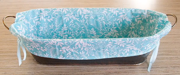 DIY Fabric Scrap Basket Cover with Trendy Ribbon Tie