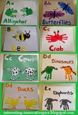 hand print alphabet art for kids as skillful preschool