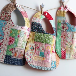 DIY Scrap Fabric Patchwork Bib with Rectangle and Square Scrap Patches