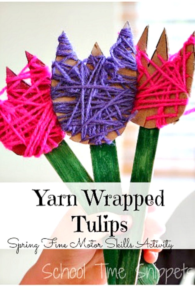 Pretty Yarn Wrapped Tulip: Easy DIY Spring Flowers