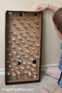 DIY Cardboard Marble Run with Craft Sticks