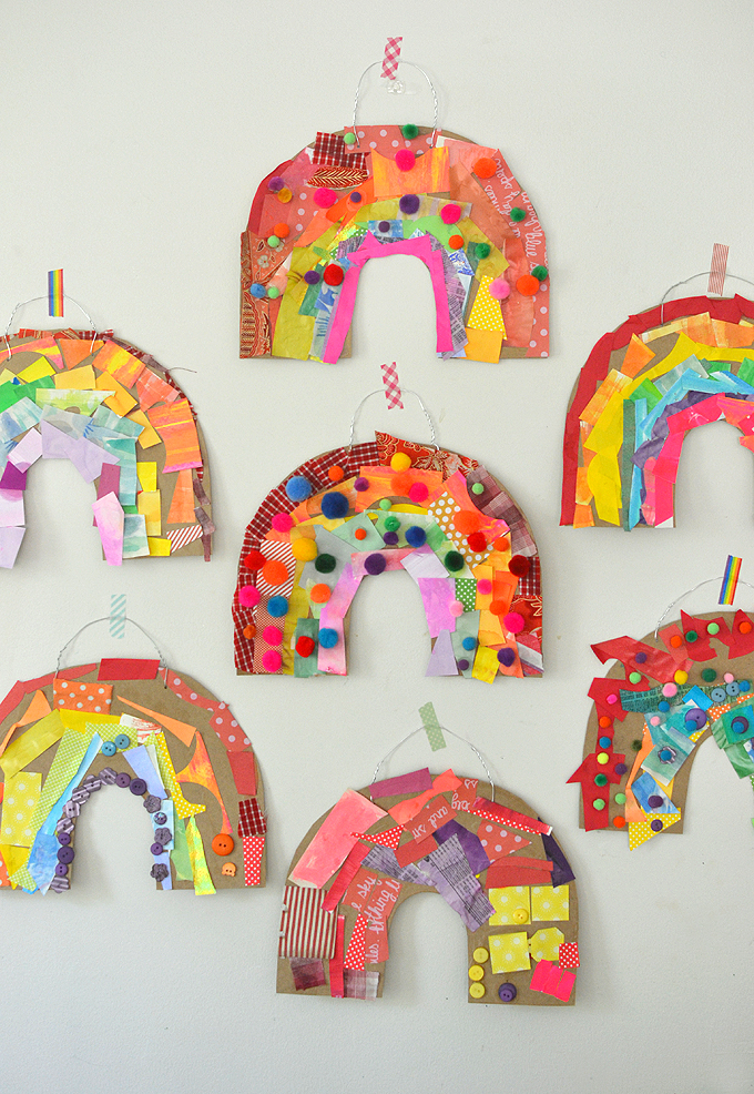 Cardboard Rainbow Collage- DIY Wall Art Project for Toddlers