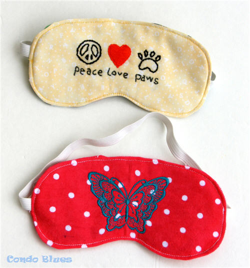 Flannel Made Scrap Fabric Sleep Mask with Adorable Embroidered Front Prints