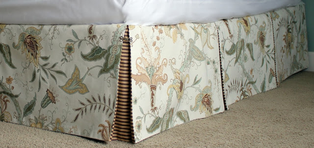 DIY All-Sewn Fabric Bedskirt Craft with Contrasting Box Pleats