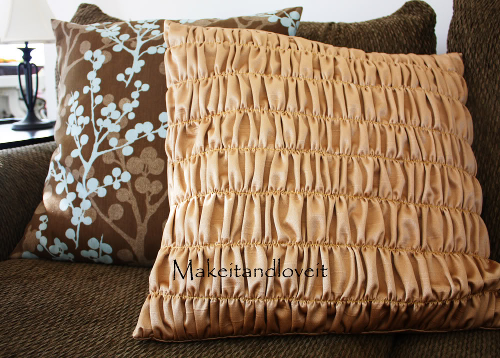 DIY Home Decor Craft Gathered Pillow Covers with Super Sleek Satin Fabric