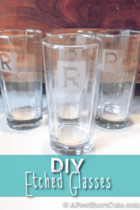 DIY Etched Glasses with Alphabetical Stickers