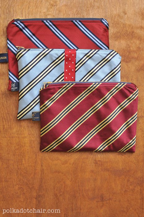 DIY Necktie Zip Fabric Pouches with Shirt Print Pattern: A Perfect Gift Idea for Men