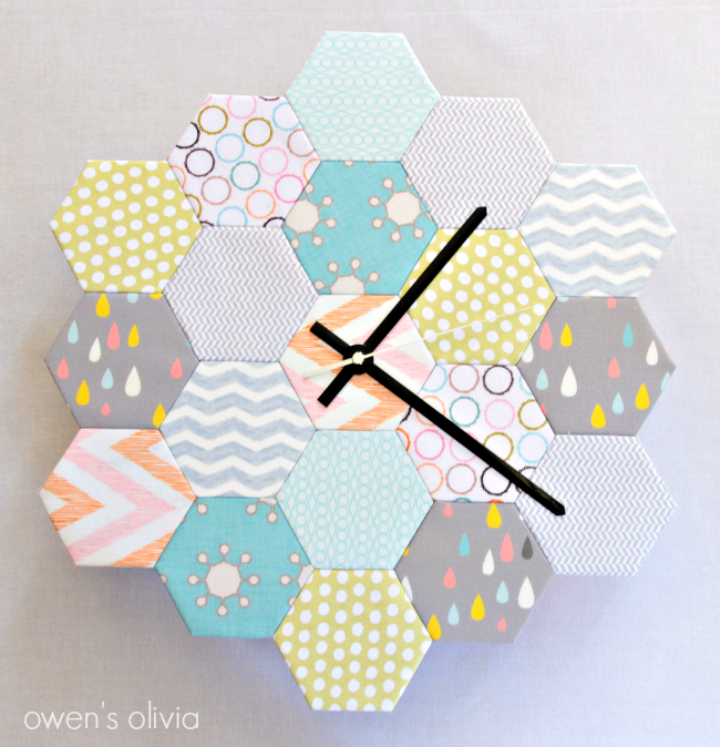 DIY Hexagon Clock from Trendy Modern Fabric Scraps