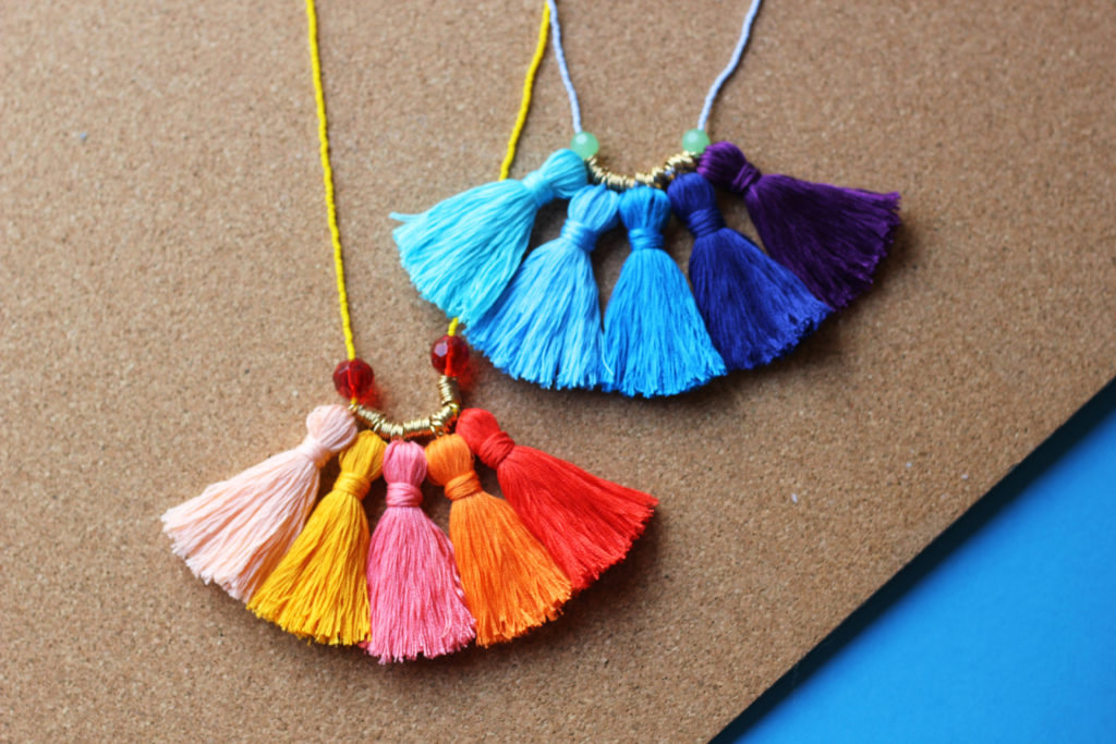 DIY Ombré Tassel Necklace with Embroidery Threads and Seed Beads