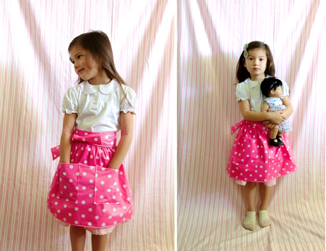 DIY Wipe-Down Apron Girly Apron in Cute Boby Print and with a Wide Waistband Pattern