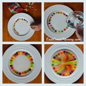 Simple Skittles Science Experiment with Warm Water for Rainbow Color Glance